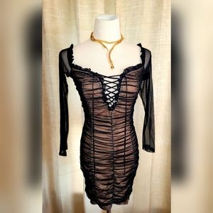 Black Ruched mini dress